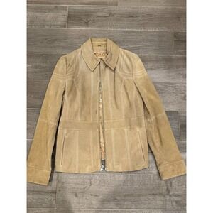Wilsons Leather Genuine‎ Suede Jacket Womens M Tan Zip Front Paisley Lined